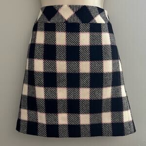 Ann Taylor Loft Skirt Womens 2P Black White Plaid Mini Preppy Coquette Career